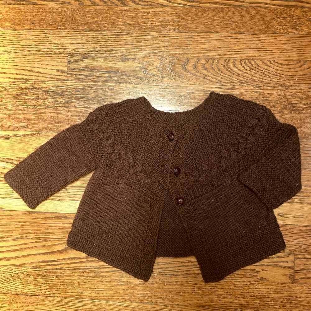Cozy Brown Knit Kids Cardigan